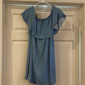 Off the shoulder Denim Dress w/ ruffle